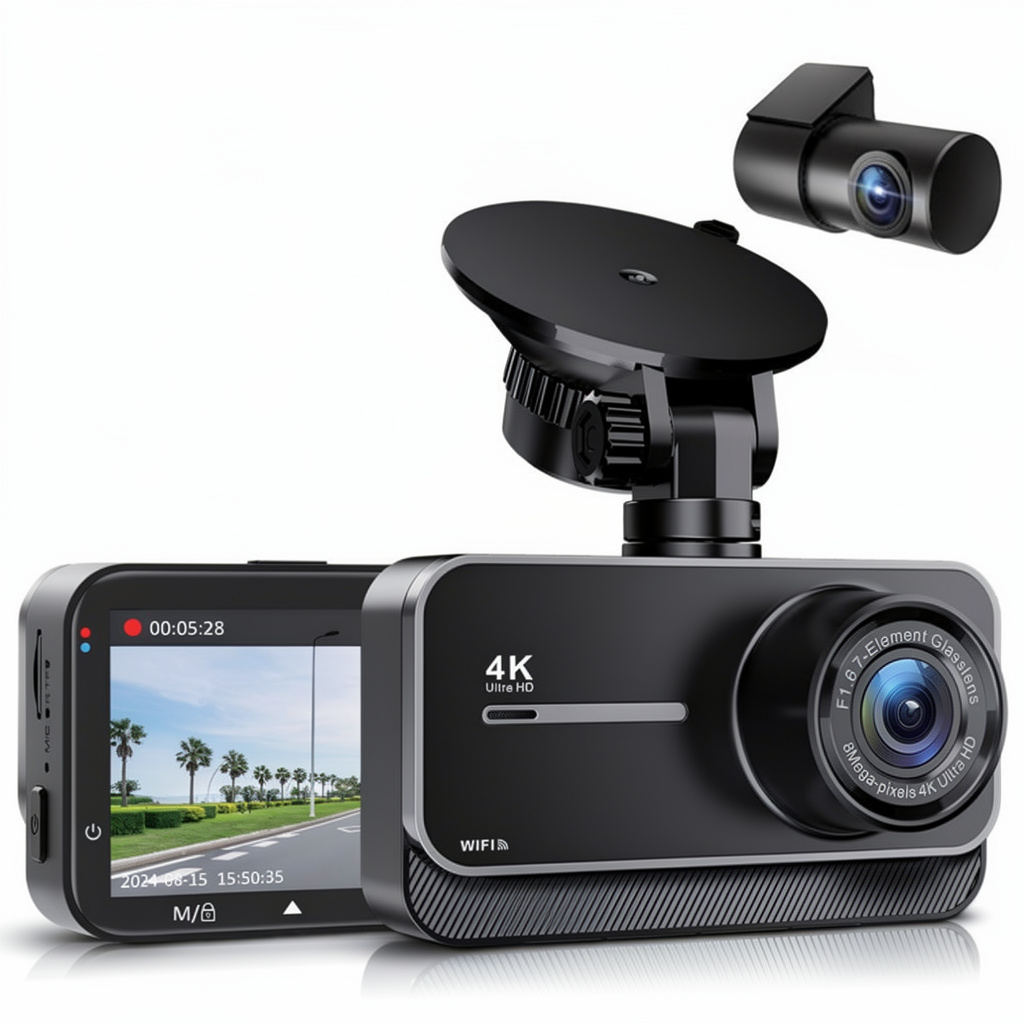 4K Dash Cam, Car Front and Rear Dash Camera