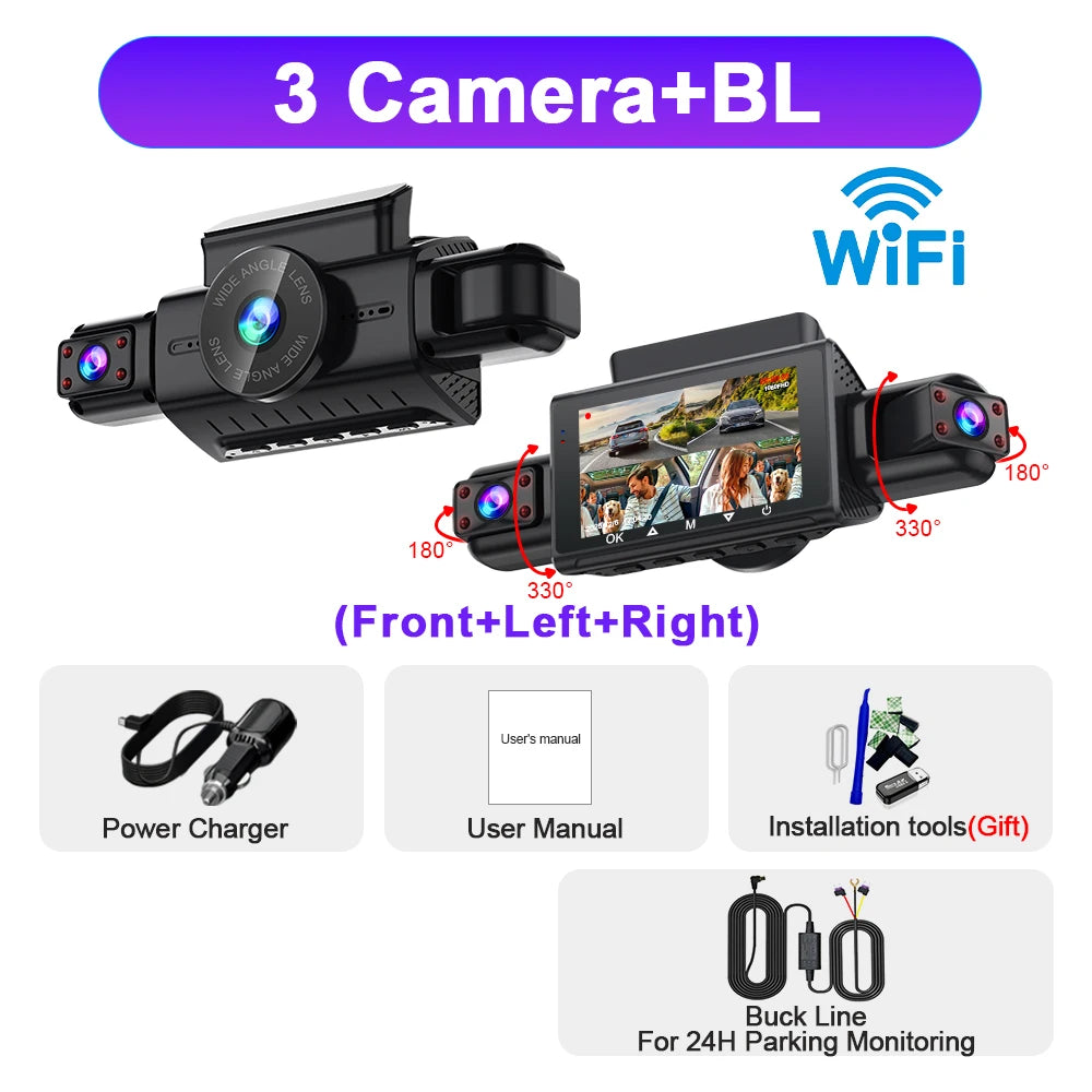  Dashcam 4 Channel  FHD 1080P Night Vision Loop Recording 24H Parking Mode