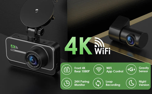 4K Dash Cam, Car Front and Rear Dash Camera
