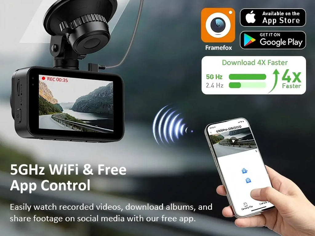 4K Dash Cam, Car Front and Rear Dash Camera