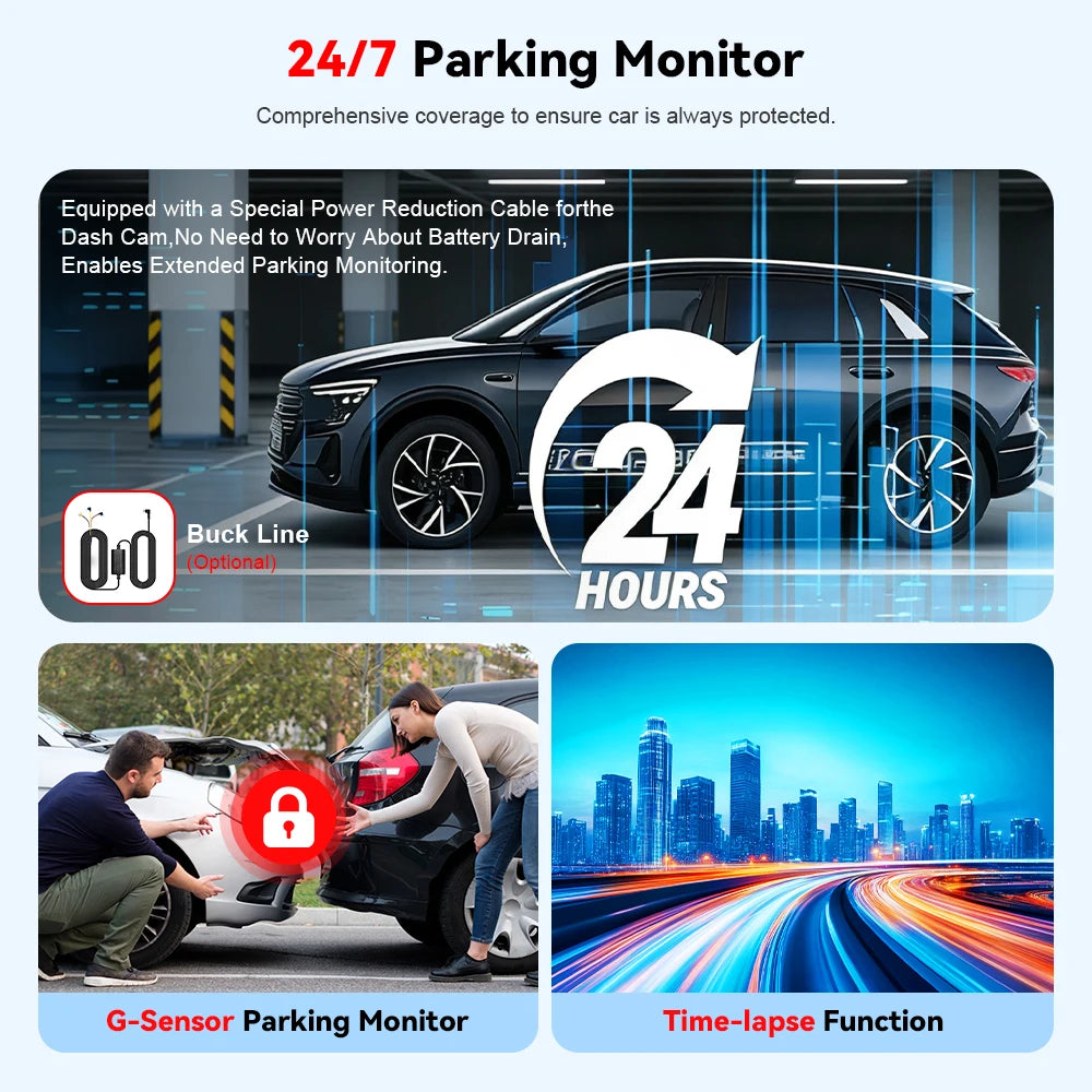  Dashcam 4 Channel  FHD 1080P Night Vision Loop Recording 24H Parking Mode