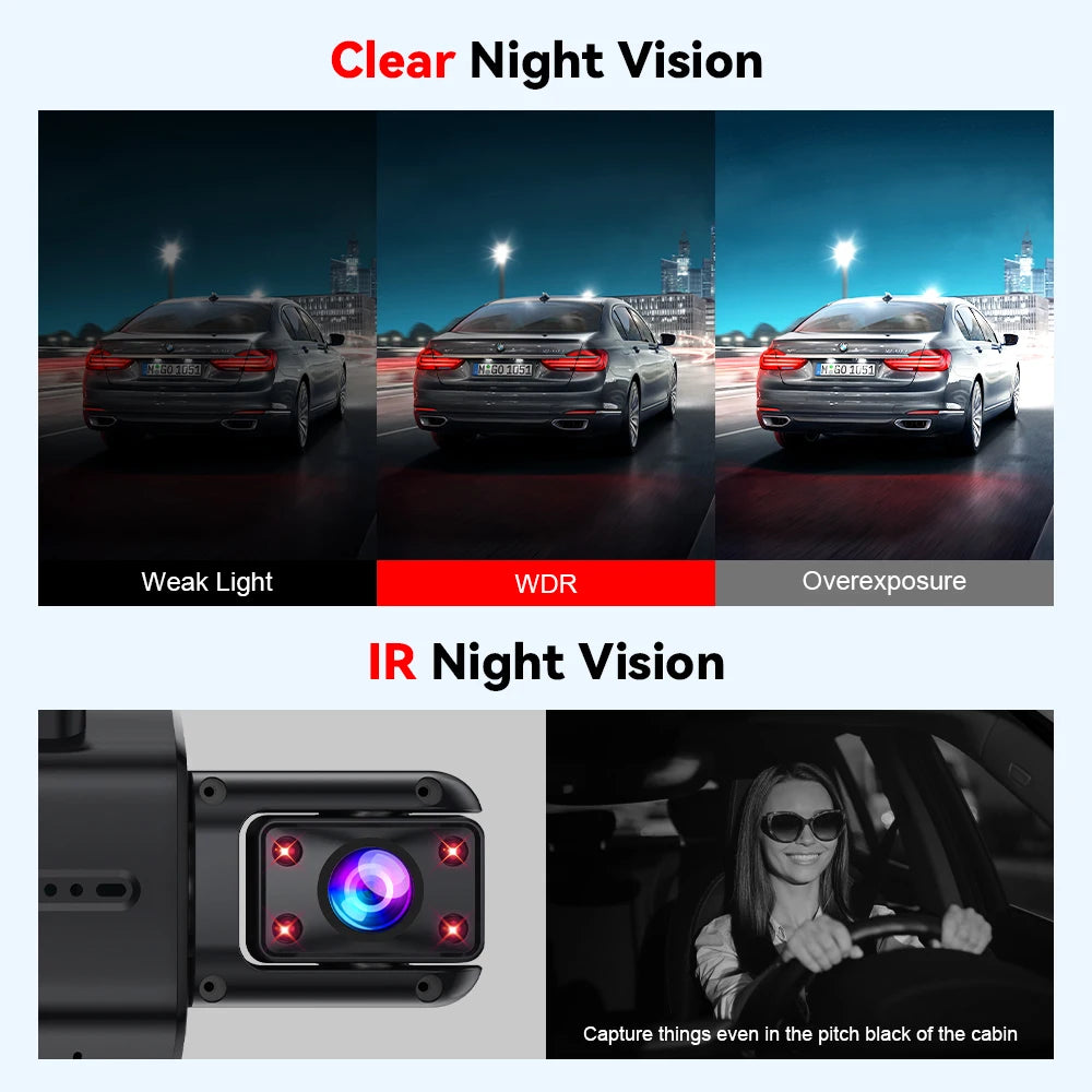  Dashcam 4 Channel  FHD 1080P Night Vision Loop Recording 24H Parking Mode